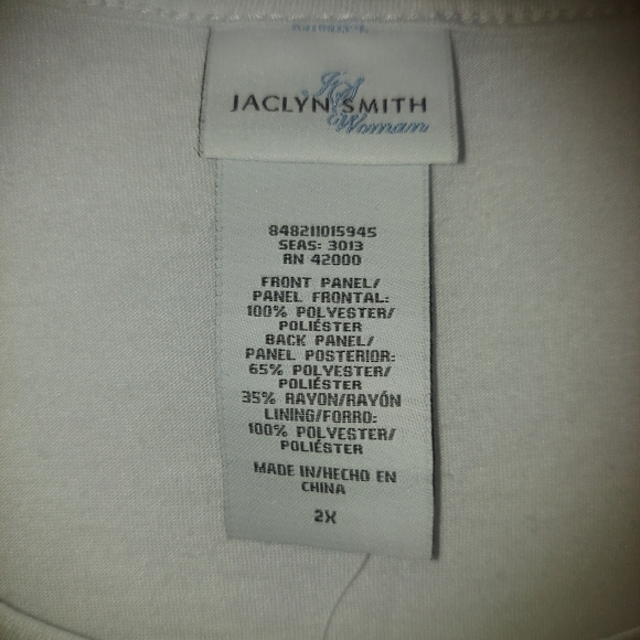 NWOT Jaclyn Smith White Beaded/Studded Sleeveless Blouse Top Size 2X - Picture 5 of 5